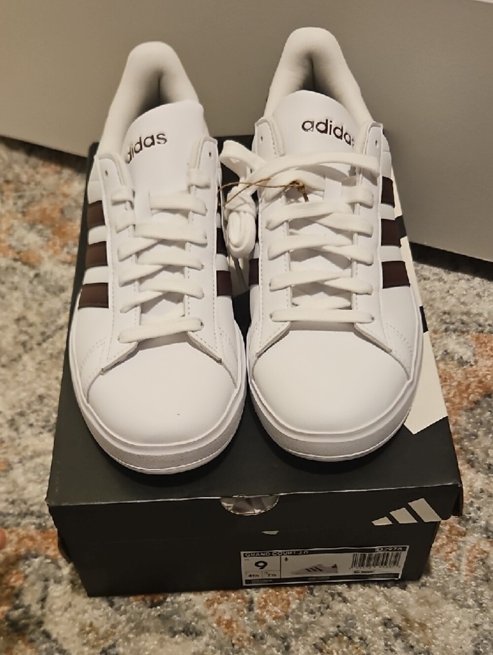 Adidas Women’s White Sneakers with Brown Stripes - Picture 7 of 7